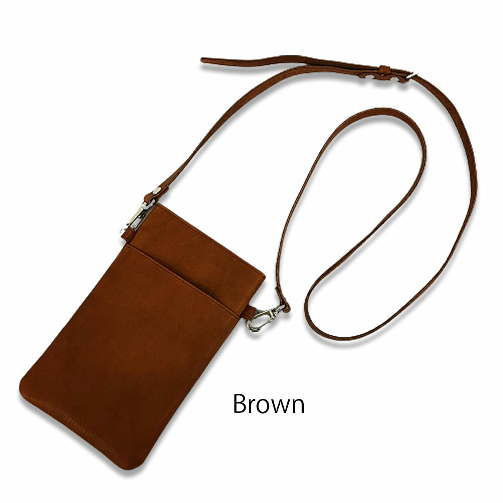 Bolso bandolera de cuero para móvil — Marrón
