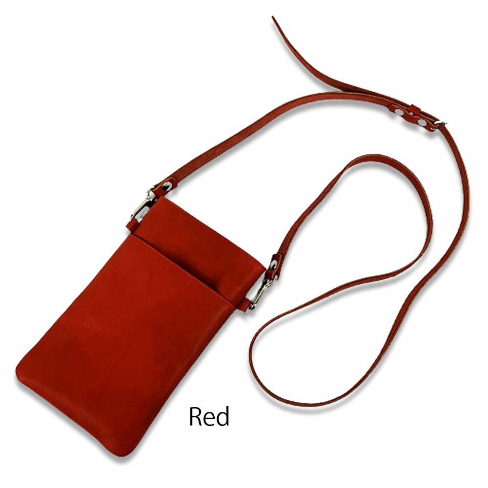 Bolso bandolera de cuero para móvil — Rojo