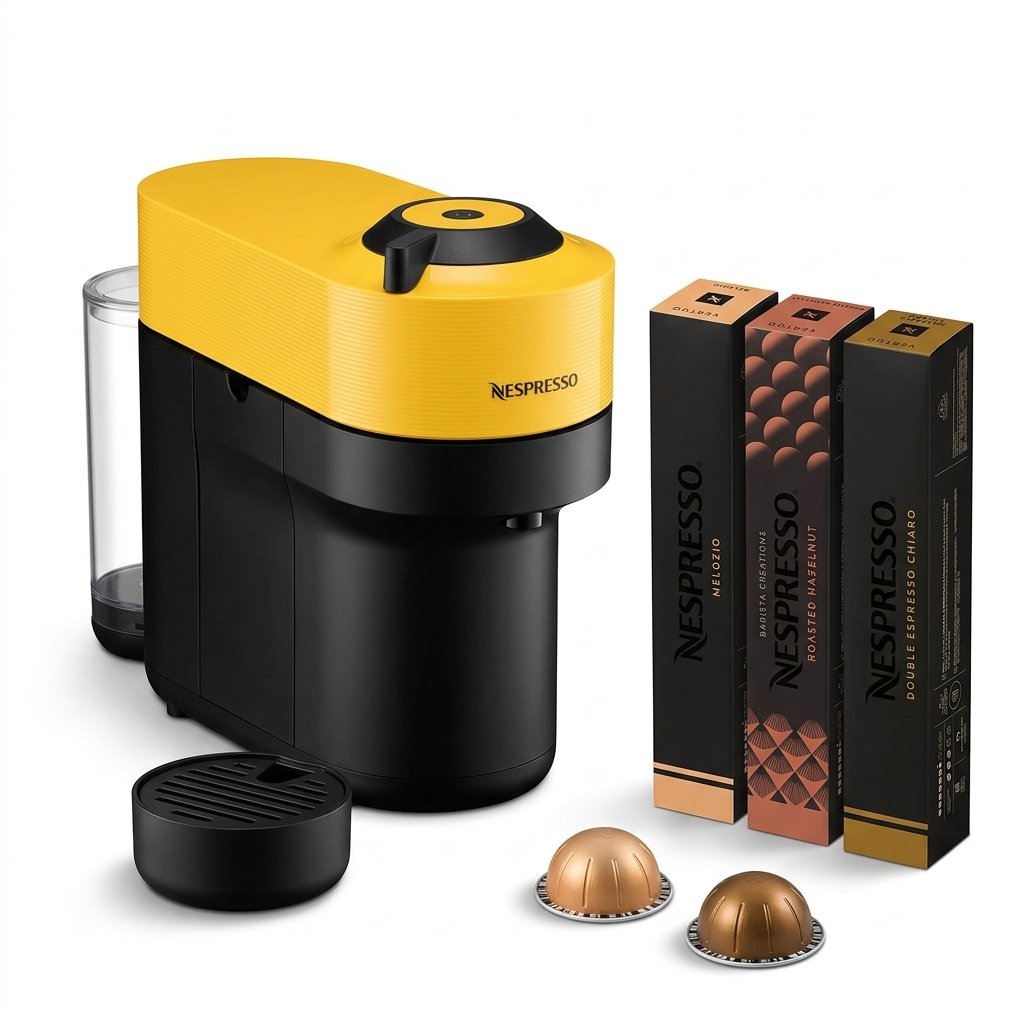 Nespresso Vertuo Pop Mango Yellow + Pack Cápsulas (Starter Set)